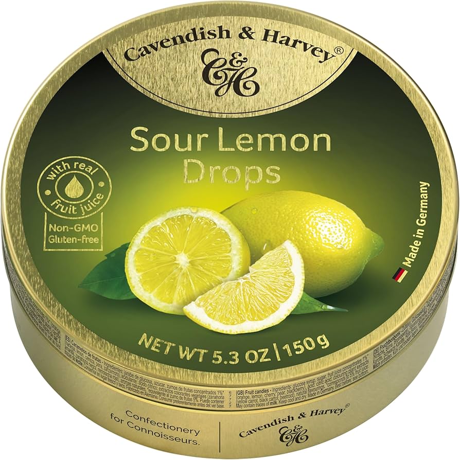 Cavendish & Harvey Sour Lemon Drops Tin Germany 5.3Oz