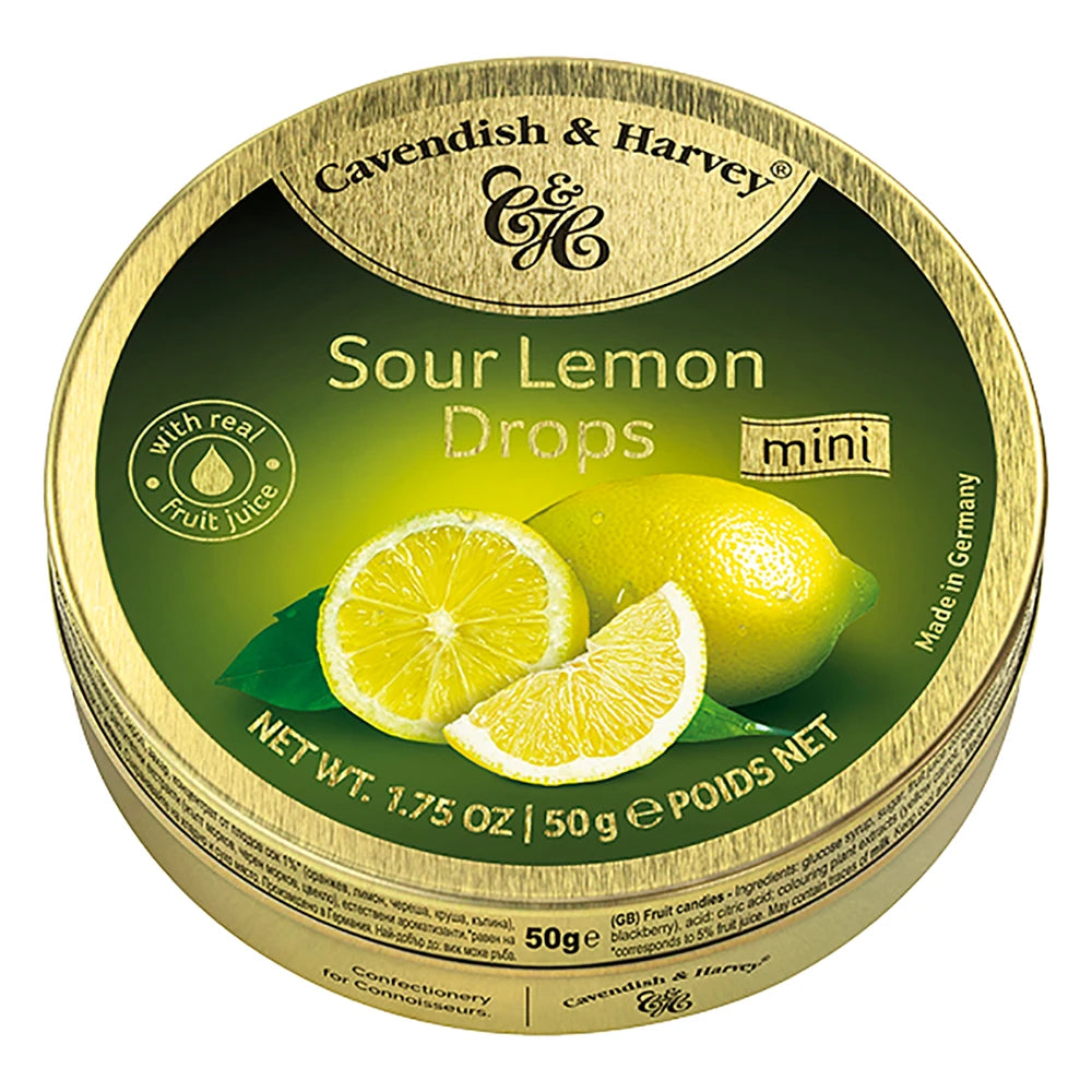 Cavendish & Harvey Sour Lemon Drops Tin- Germany 1.75Oz